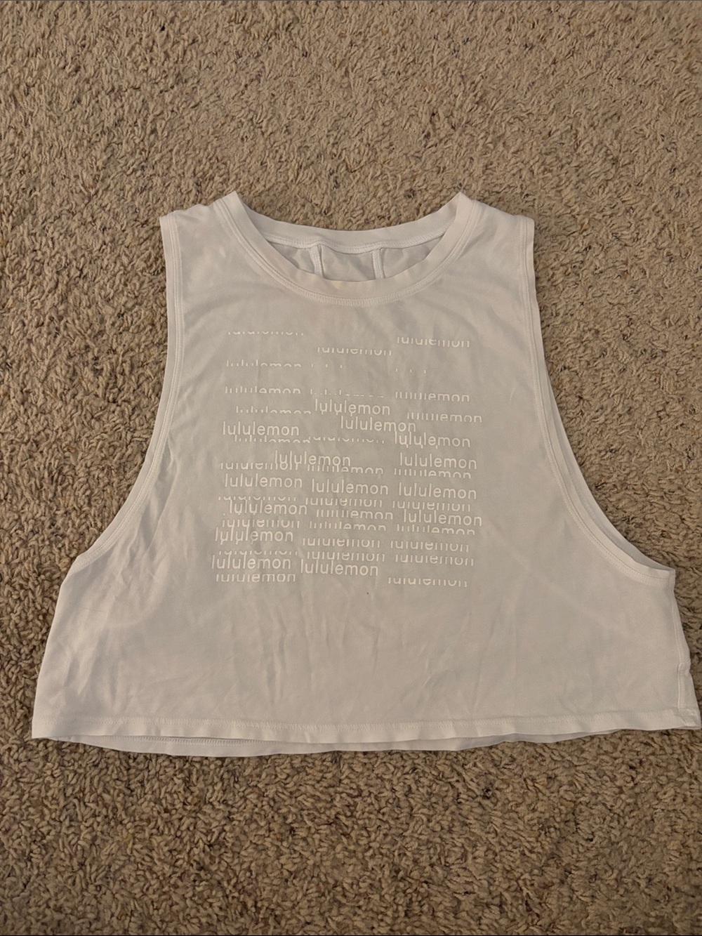 lululemon White Cropped Logo Muscle Tank!